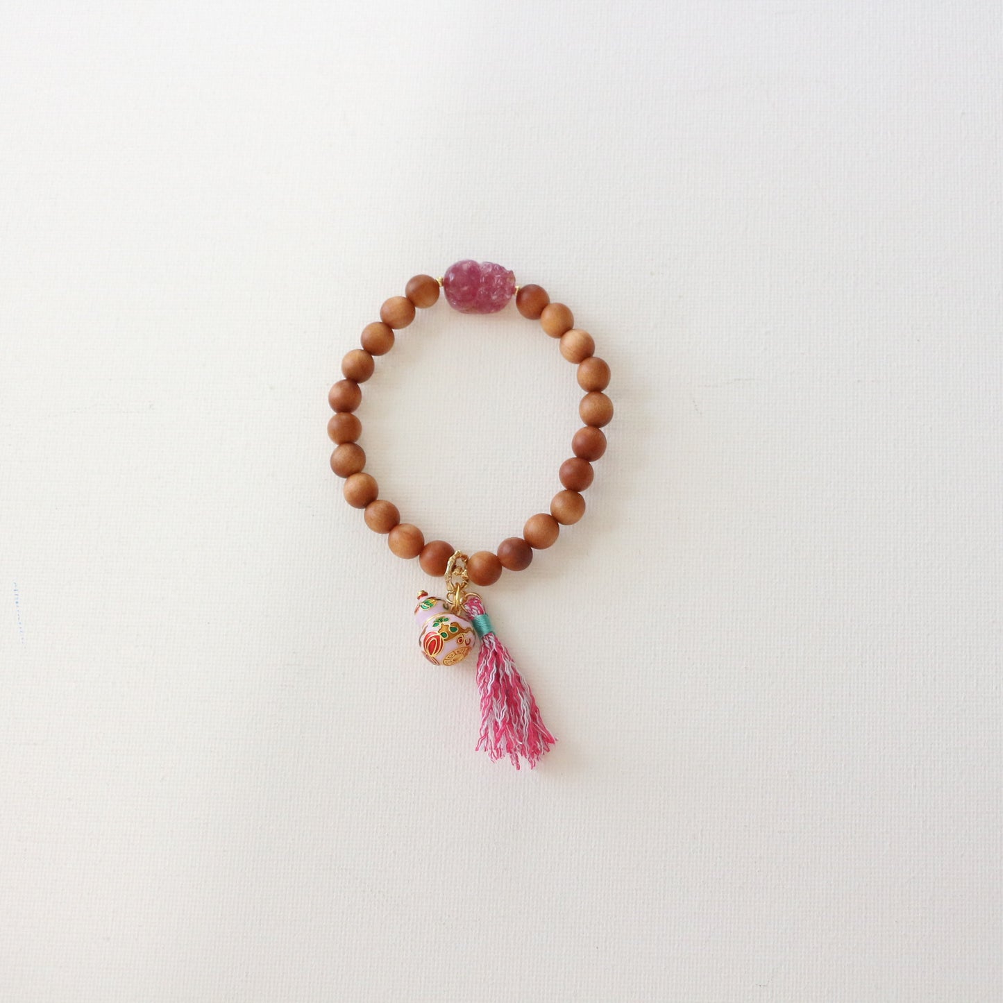 New arrivals New Chinese Style Light Luxury Bracelet | Enamel Gourd Tassel & Sandalwood Bead Design