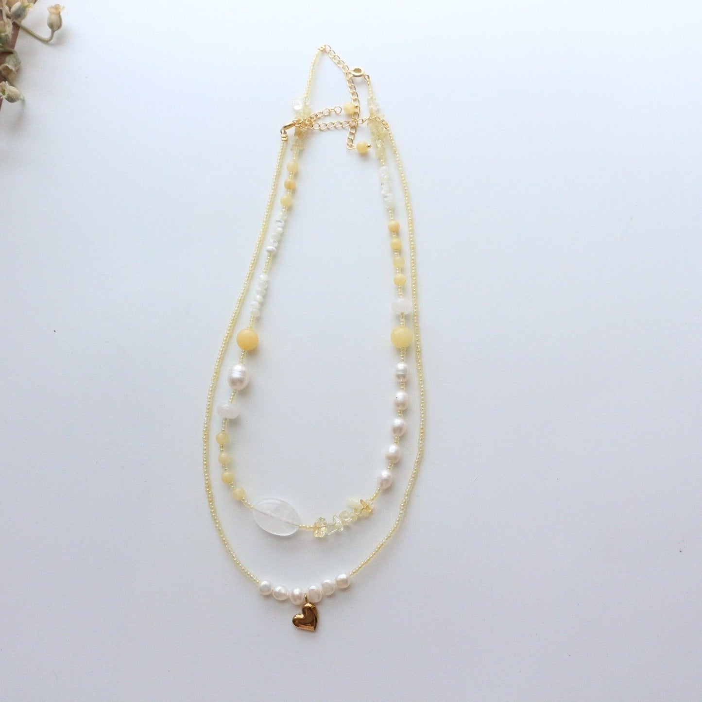 Sweet Light Luxury Yellow Crystal Beads Necklace – Natural Pearls Collarbone Chain Niche Bracelet