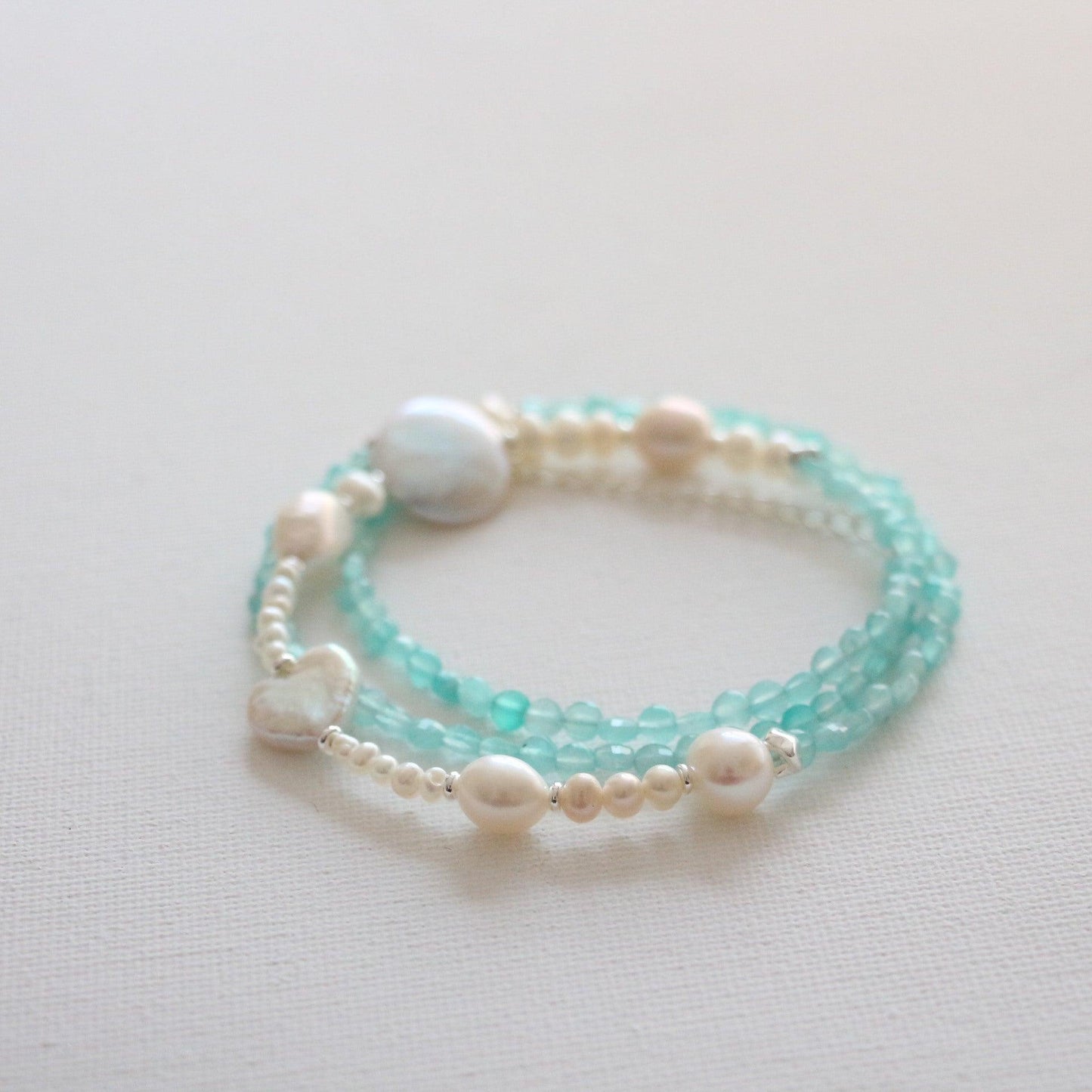 New arrivals Aqua Blue Tianheshi Beaded Baroque Freshwater Pearl Necklace