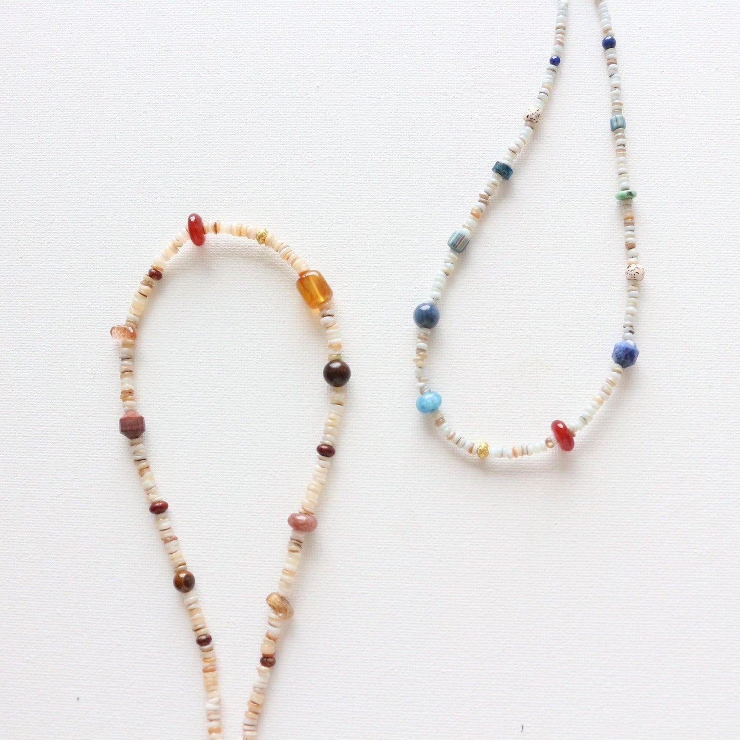 Ocean Vacation Style Beaded Necklace – Shell, Tiger Eye, Lapis Lazuli, Red Agate & Turquoise with Dragon Pattern