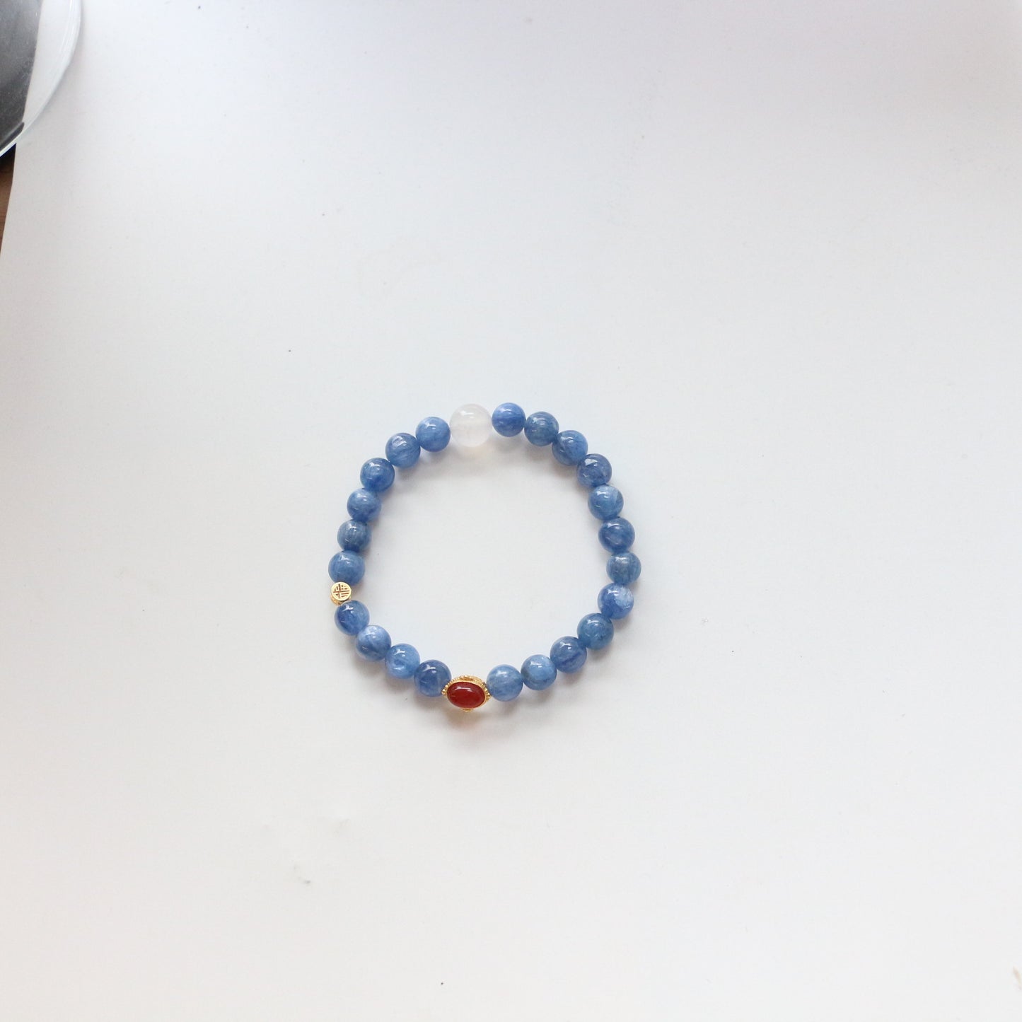 New arrivals Natural Blue Kyanite Round Bead Single Circle Bracelet