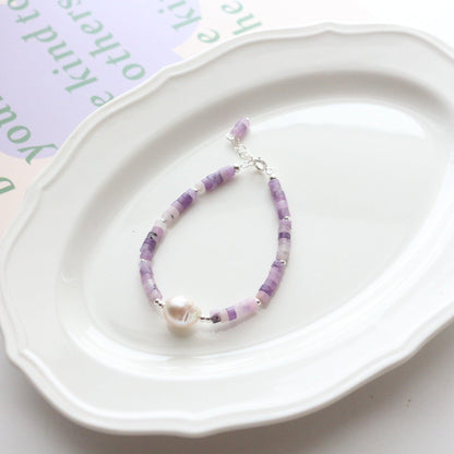 Purple Jade Bead Series Bracelet & Ring – Unique Niche Design with Natural Freshwater Pearls – Fashion Personality Jewelry