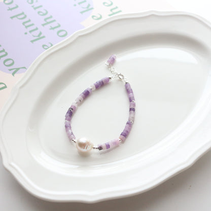 Purple Jade Double Layer Necklace with Natural Freshwater Pearls | Star Pendant Bracelet Ring Set