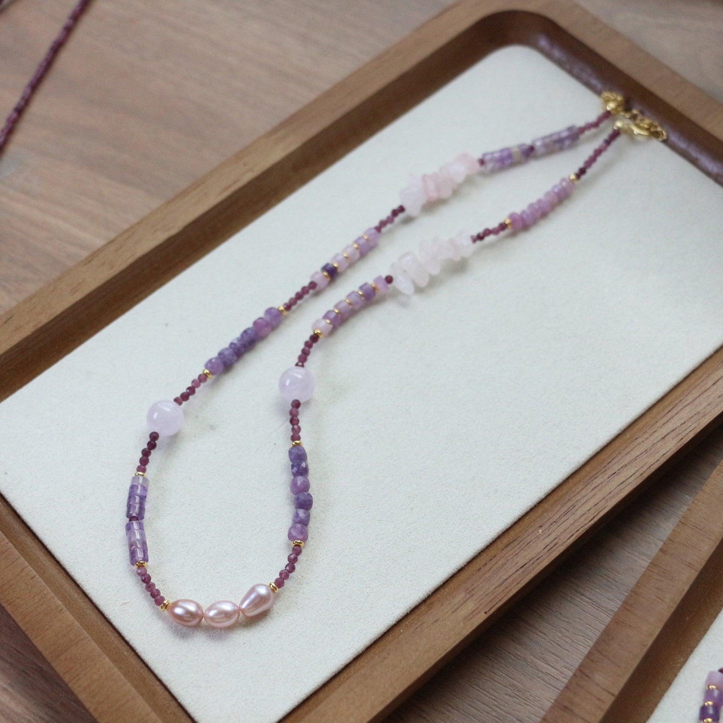 New Retro Natural Amethyst Beaded Necklace | Timeless Elegance