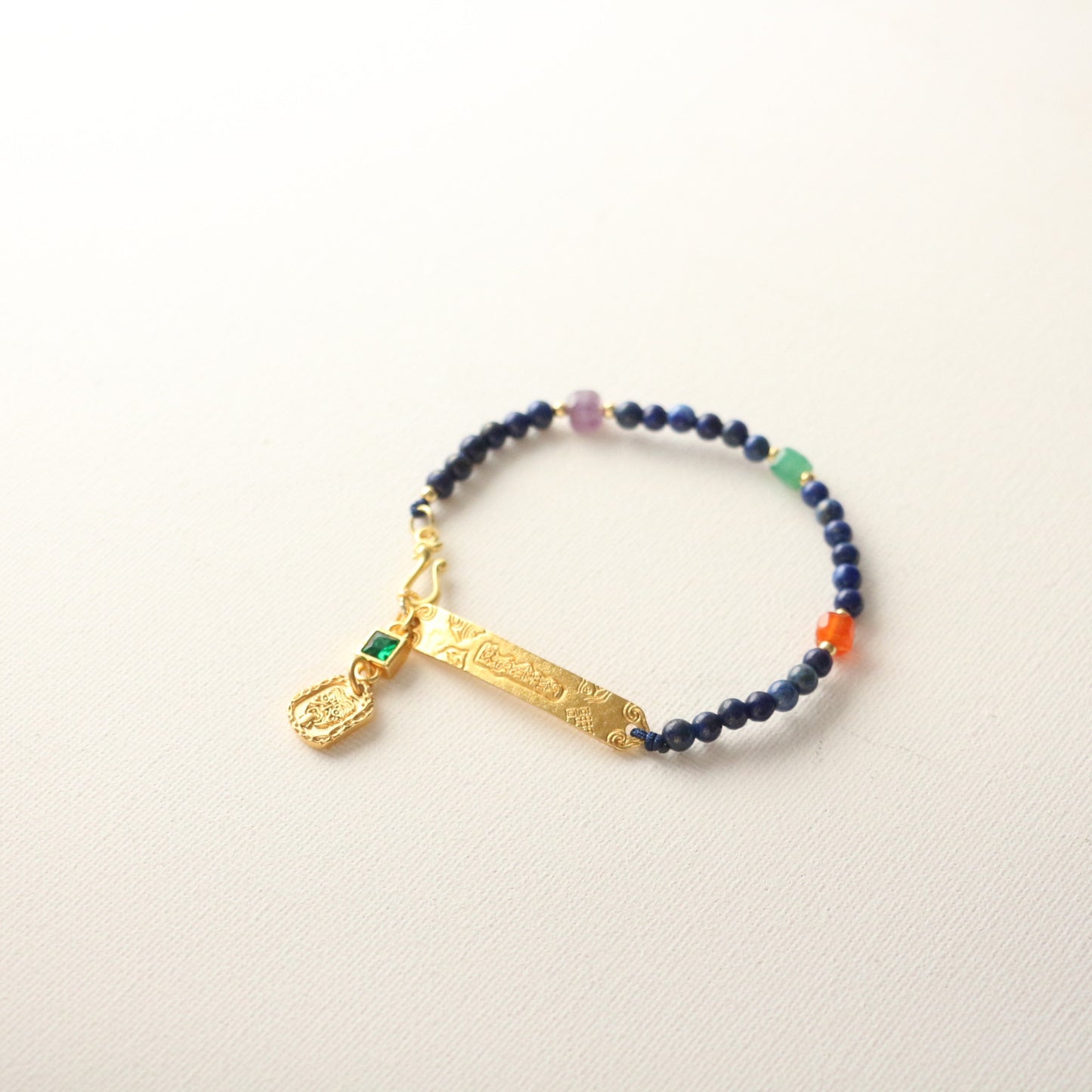 New arrivals Sand Gold Lapis Lazuli Bracelet | Traditional Blue Fired Bead Strand