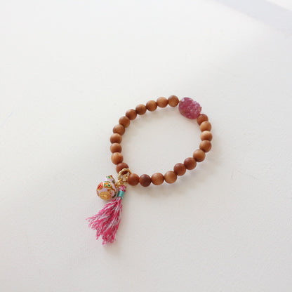 New arrivals New Chinese Style Light Luxury Bracelet | Enamel Gourd Tassel & Sandalwood Bead Design