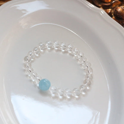 New Natural White Crystal Aquamarine Bracelet & Necklace – Simple Fresh S925 Jewelry