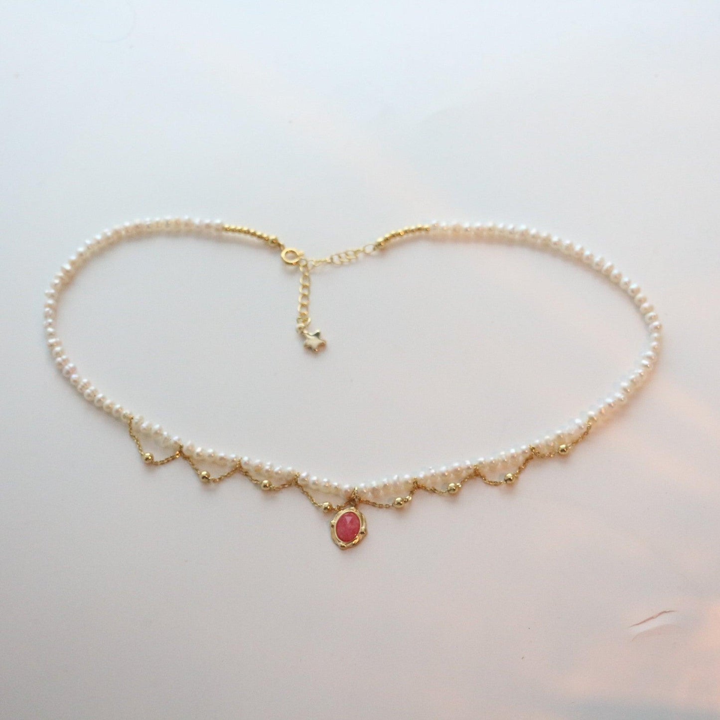 Sweet Vintage Red Agate Necklace with Natural Freshwater Pearl Bracelet - Individualized Charm