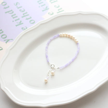 Purple Jade Double Layer Necklace with Natural Freshwater Pearls | Star Pendant Bracelet Ring Set