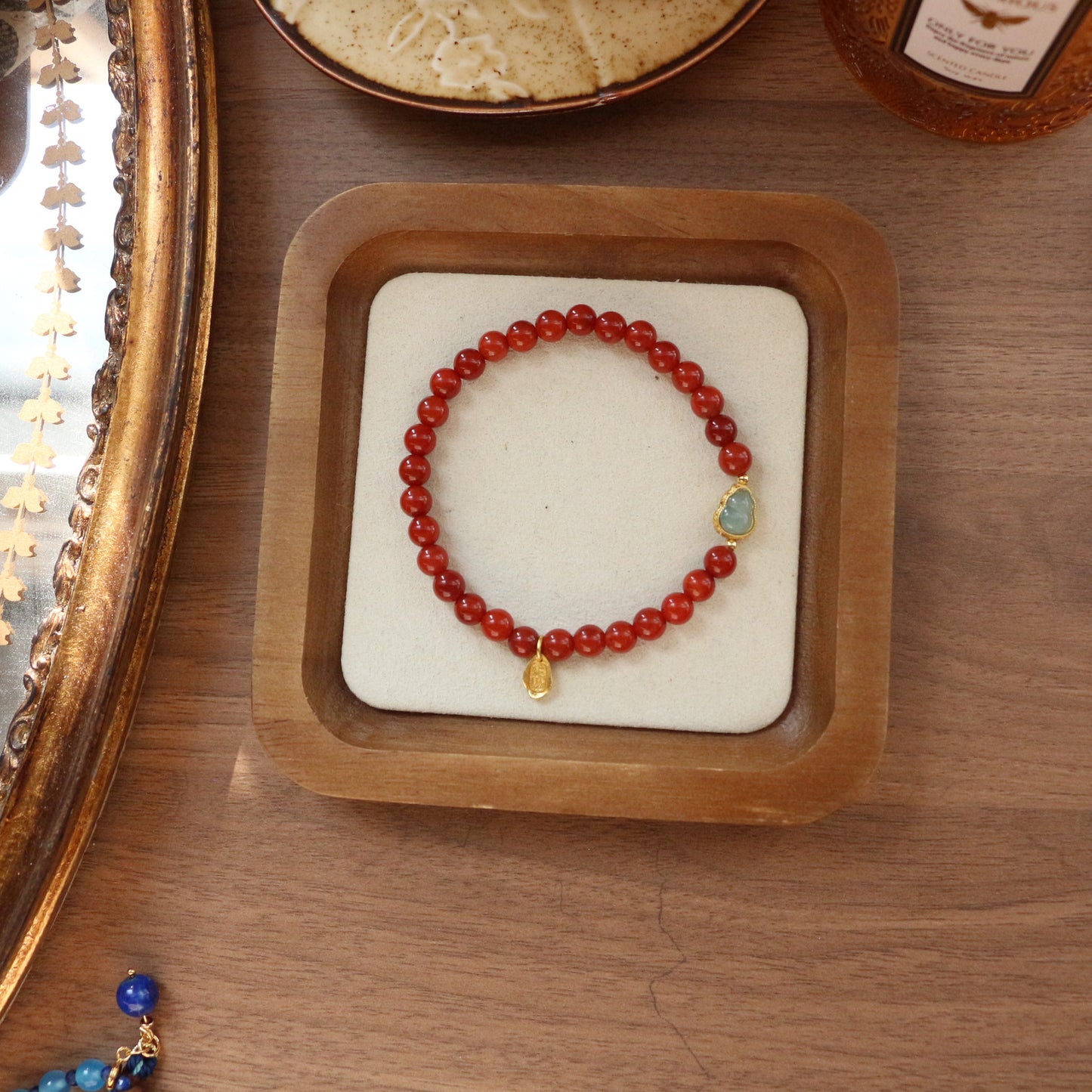 New arrivals Vintage Beaded New Year South Red Jade Gourd Bracelet