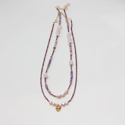 New Retro Natural Amethyst Beaded Necklace | Timeless Elegance