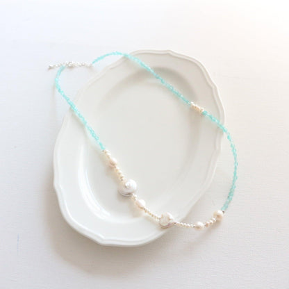 New arrivals Aqua Blue Tianheshi Beaded Baroque Freshwater Pearl Necklace