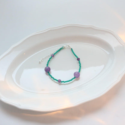 Amethyst Cat's Eye Bead Necklace & Double Layer Bracelet – A Unique Jewelry Collection