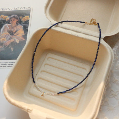 Niche Vintage Natural Stone Lapis Lazuli Beaded Necklace