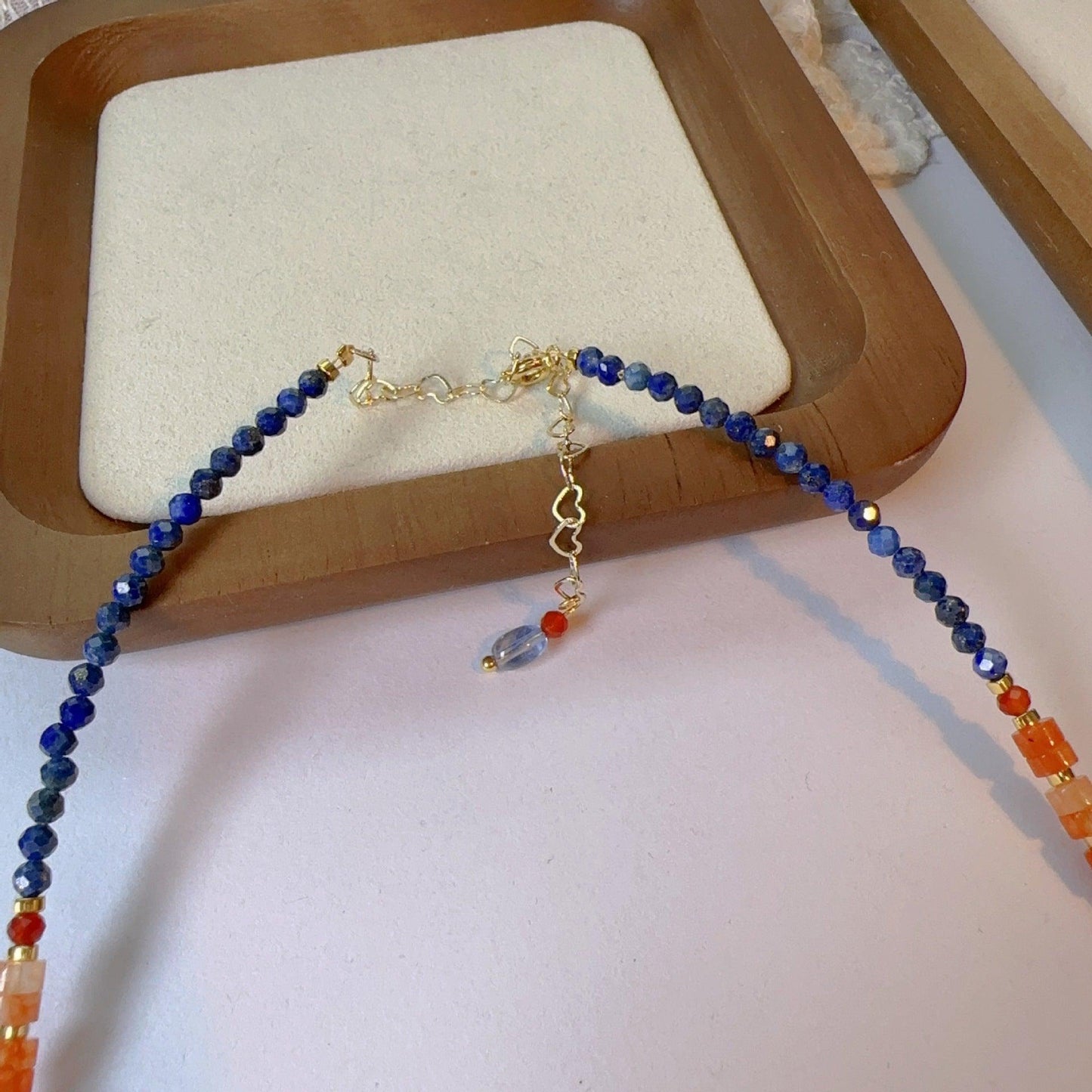 Lapis Lazuli Agate Dunhuang Double-Layer Natural Stone Beaded Necklace - Handmade Niche Design