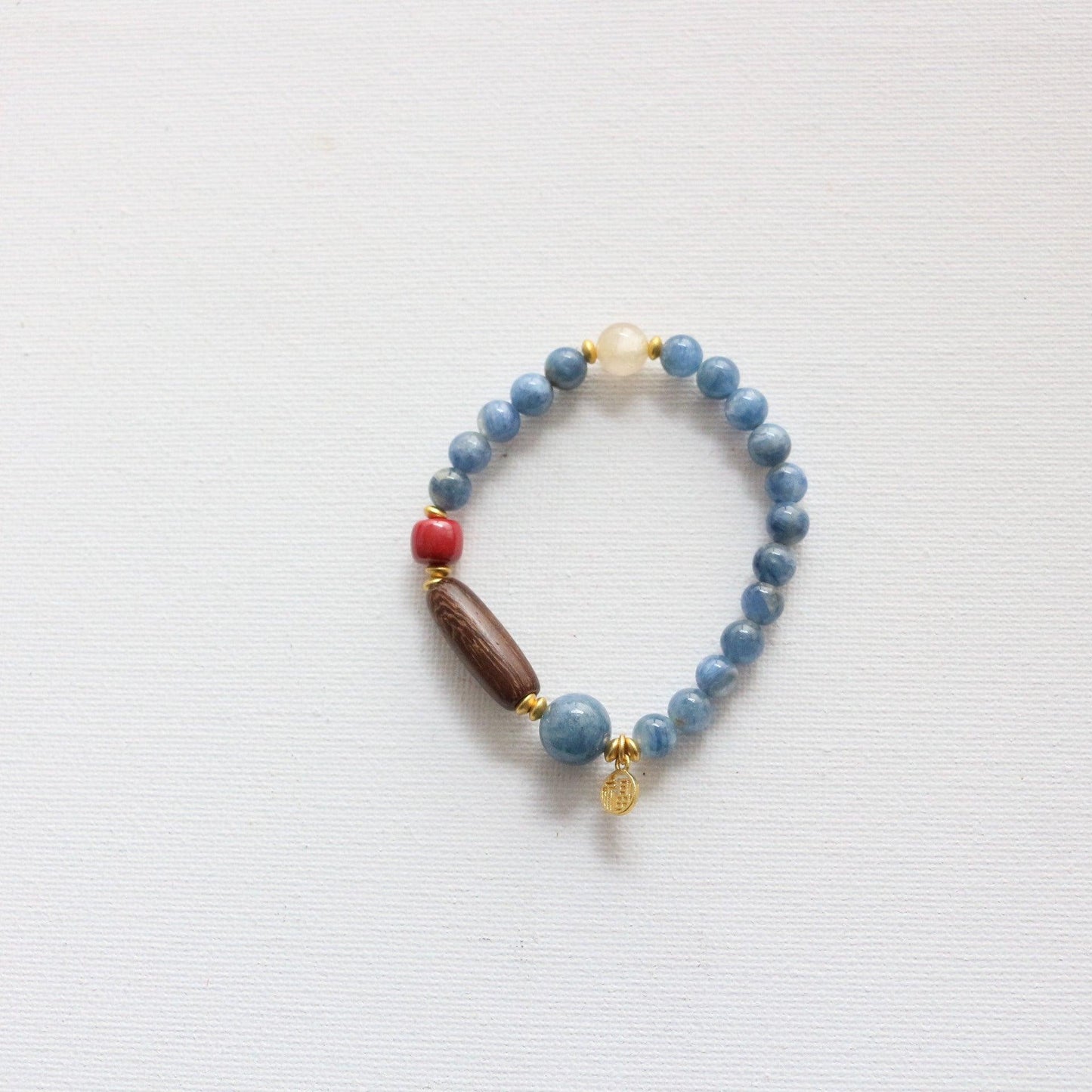 Slow Life Zen Five Elements Beaded Bracelet – Citrine, Blue Crystalline Stone, Imperial Sand Incense String