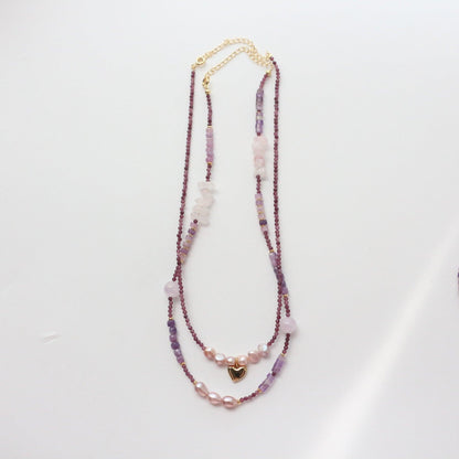 New Retro Natural Amethyst Beaded Necklace | Timeless Elegance