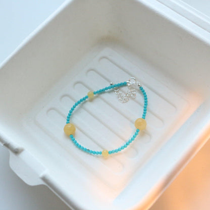 Fresh & Charming Turquoise Sweater Necklace - Natural Stone Bead Chain, Delicate Bracelet, Clavicle Chain