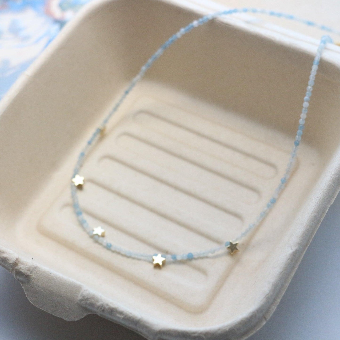 New Natural Blue Crystal Beaded Necklace for Women - Minimalist Choker with Freshwater Pearls