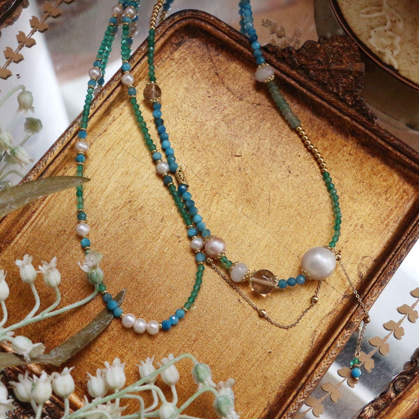 New Chinese Style Natural Stone Beaded Necklace with Fresh Tassels - Unique Sweet Pearl Clavicle Chain