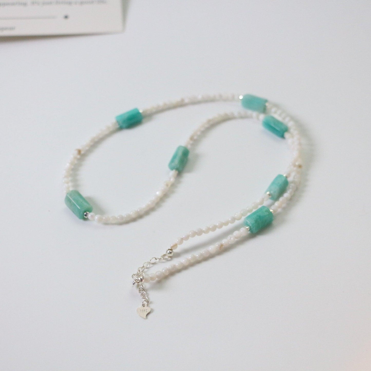 Vintage Aqua Green Amazonite Shell Bead Necklace