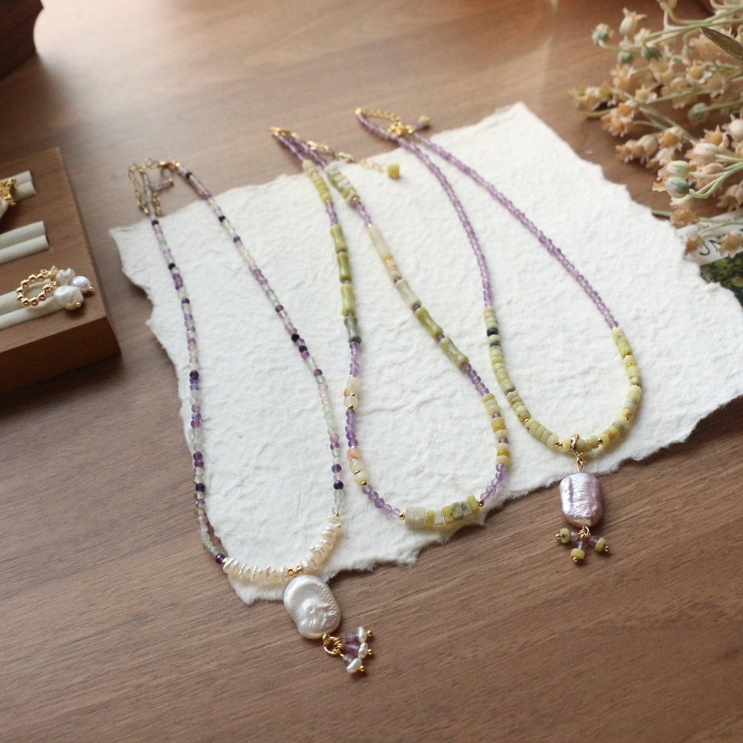 Aerial Garden Series – Unique Vintage Amethyst Gemstone Beaded Necklace & Bracelet Set