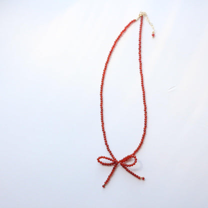 Natural Red Agate Chalcedony Bead Necklace | Choker