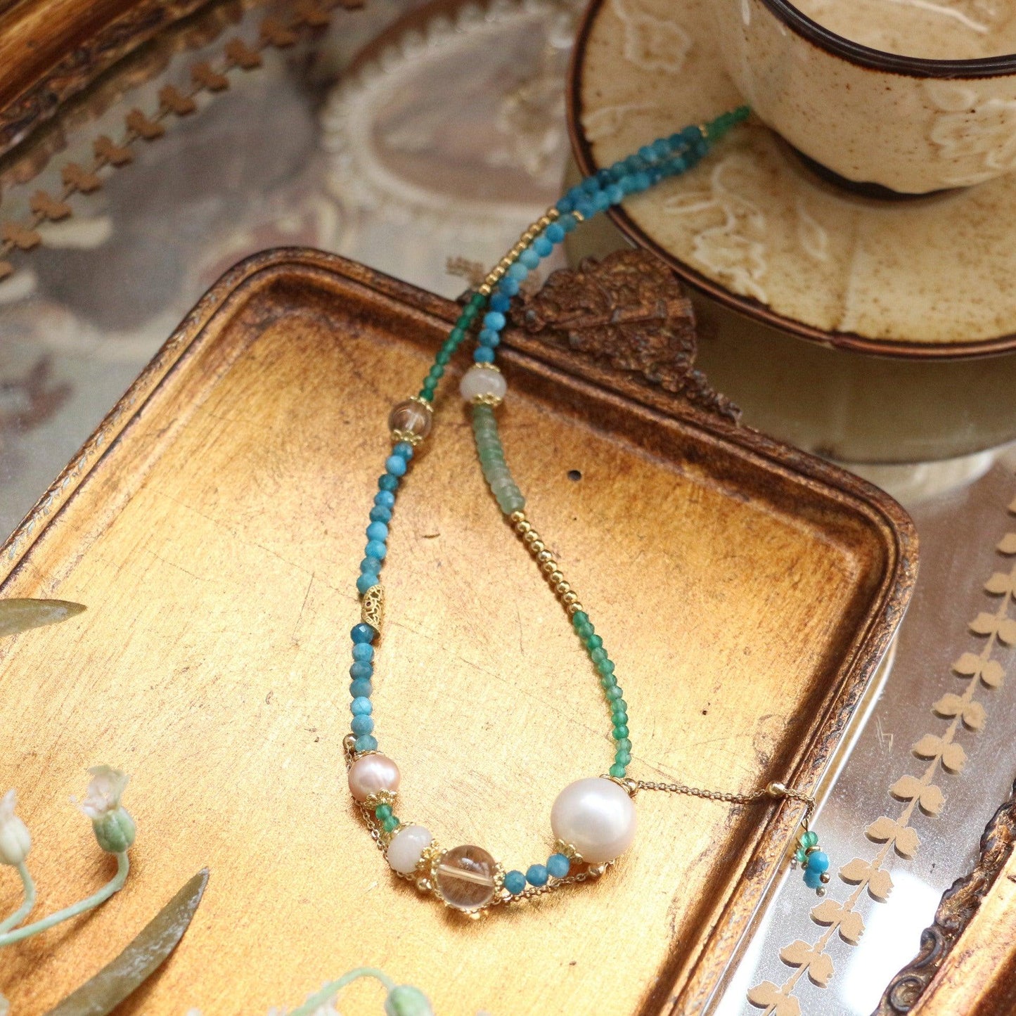 New Chinese Style Natural Stone Beaded Necklace with Fresh Tassels - Unique Sweet Pearl Clavicle Chain