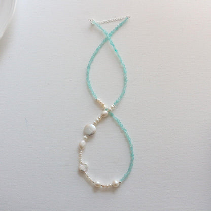 New arrivals Aqua Blue Tianheshi Beaded Baroque Freshwater Pearl Necklace