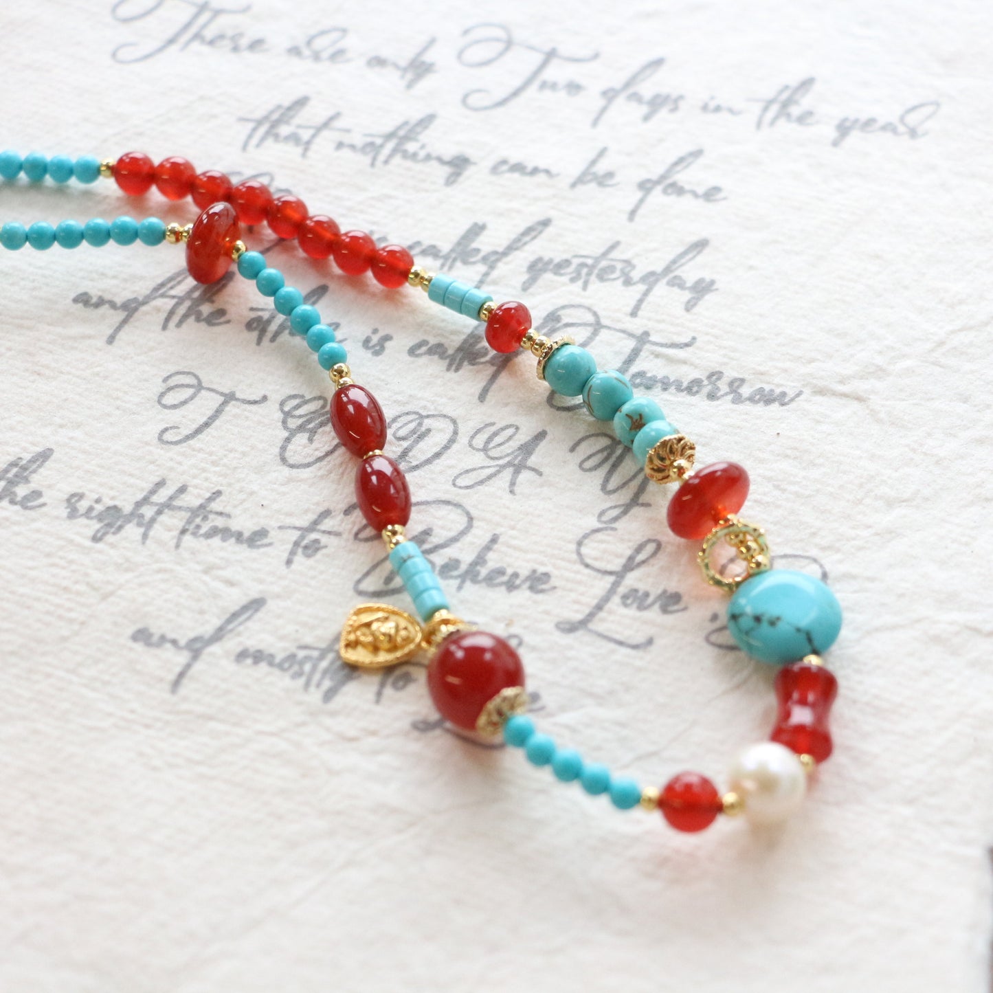 New arrivals Red Agate Handmade Beaded Turquoise Wrist Strap Phone Charm