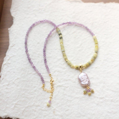 Aerial Garden Series – Unique Vintage Amethyst Gemstone Beaded Necklace & Bracelet Set