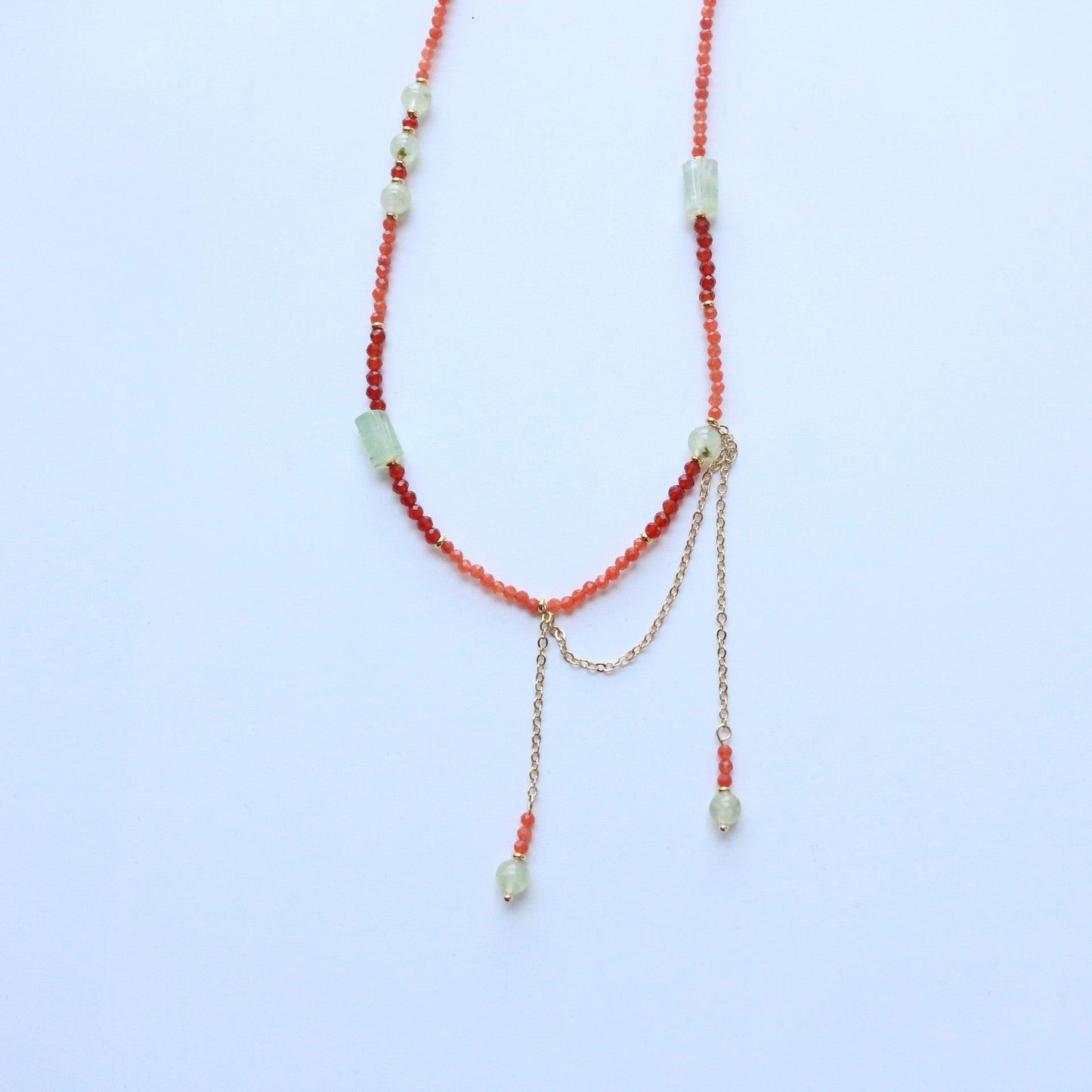 Natural Amethyst Red Agate Beaded Necklace | Tassel Pendant Choker Chain