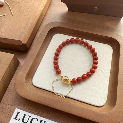 Natural Southern Red Agate Bracelet with Magnetic Clasp