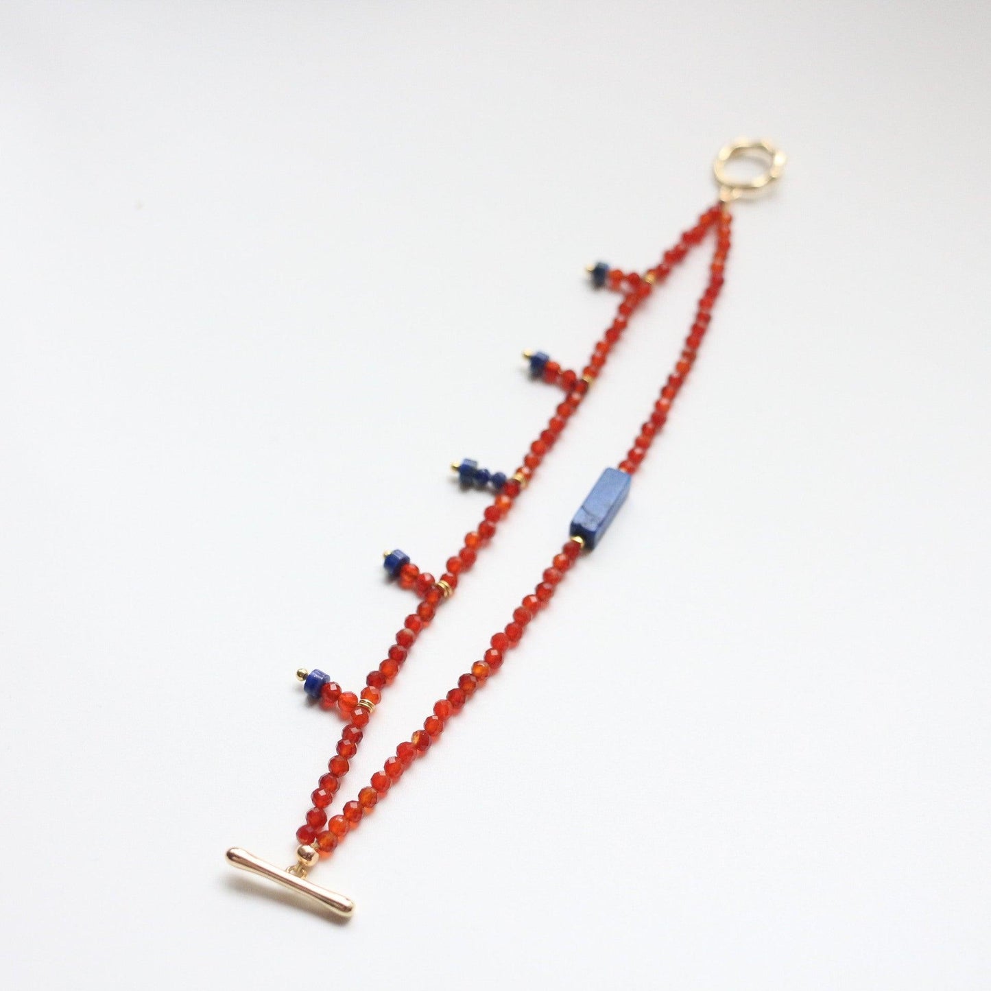 New Dunhuang Series Vintage Style Orange-Red Agate & Blue Natural Stone Beaded Bracelet