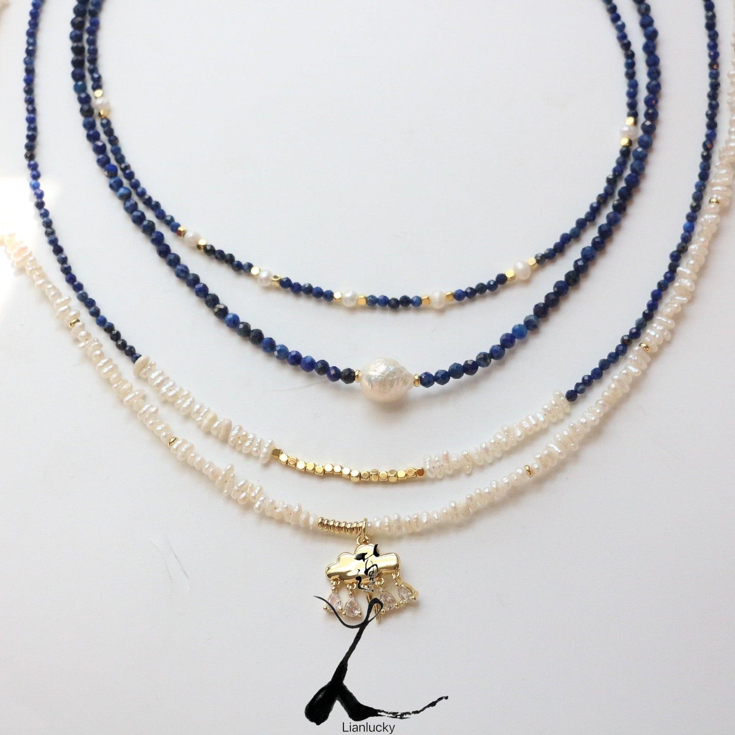 Lapis Lazuli Choker Necklace with Freshwater Pearls – Versatile Beaded Jewelry