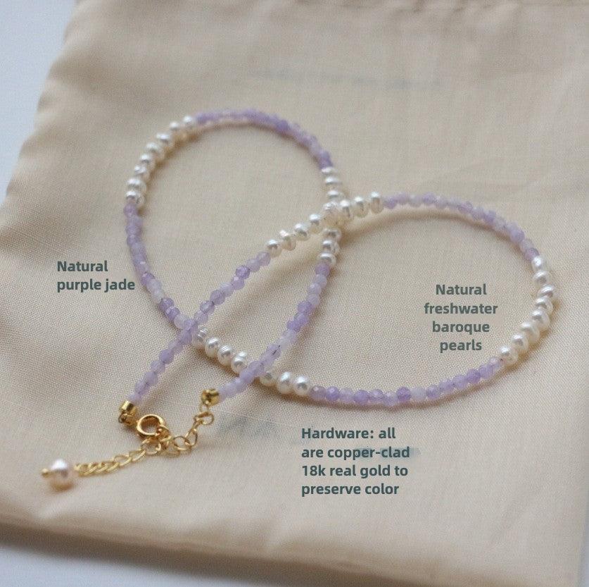 New Original Natural Stone Amethyst Beaded Necklace - Choker and Neck Chain