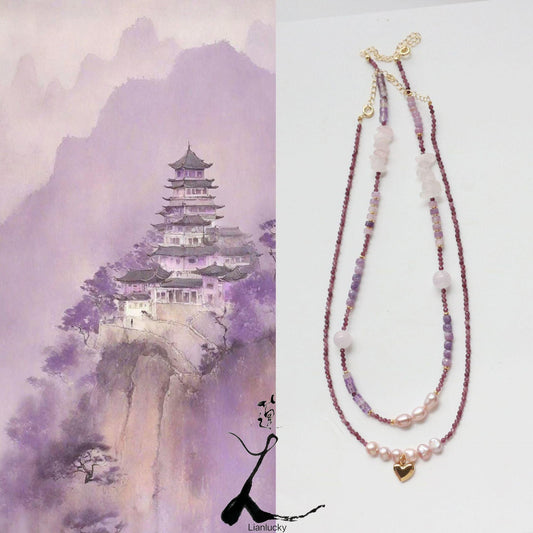 New Retro Natural Amethyst Beaded Necklace | Timeless Elegance