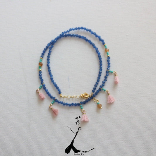 New arrivals Minimalist Blue Bead Necklace